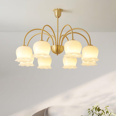 Amélina Vintage Gold & Beige Orchid Chandelier