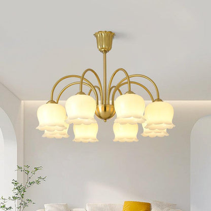 Amélina Vintage Gold & Beige Orchid Chandelier