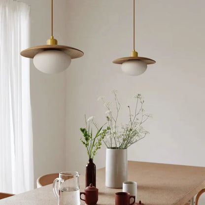 Sophie Walnut Nest Wooden LED Pendant Light Globe Ceiling Lamp