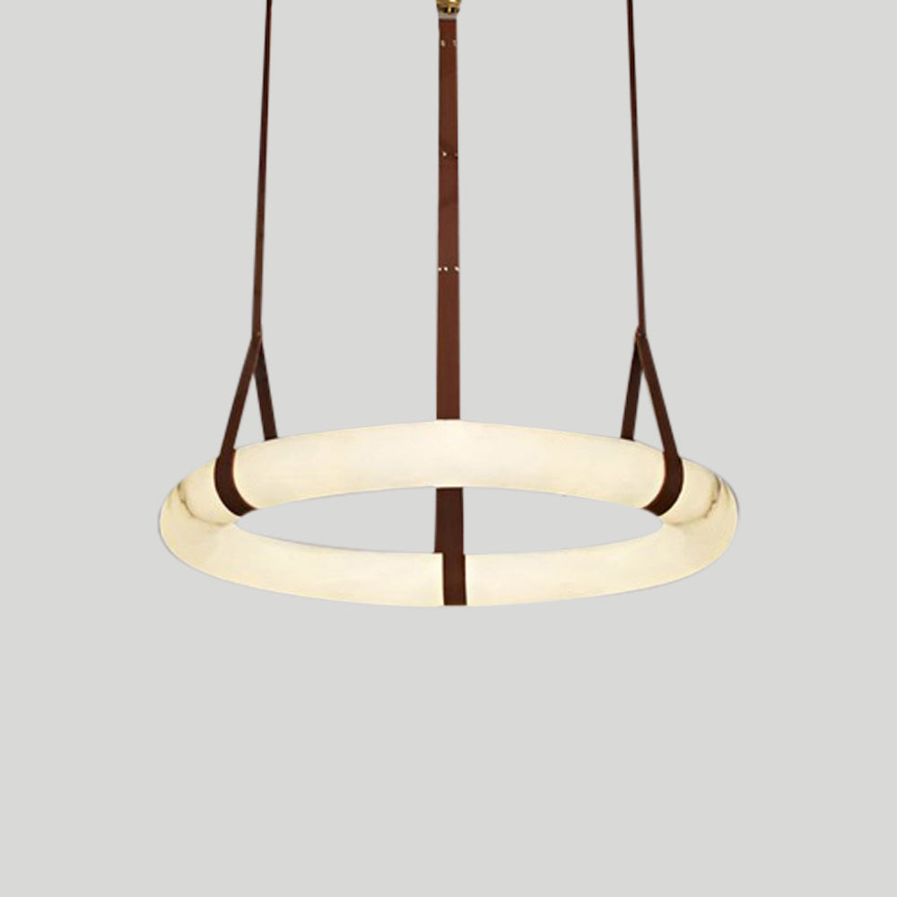 Elara Marble & Leather Ring Chandelier