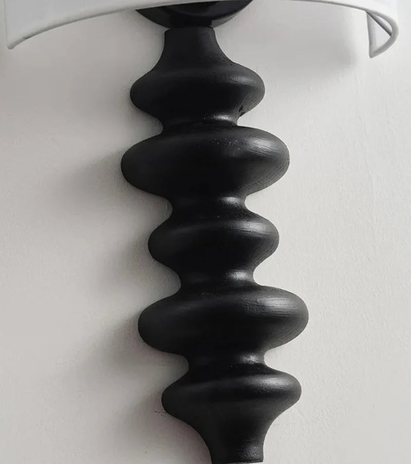 Élise Wood Spiral Wall Lamp Fabric Shade Modern Sconce Light