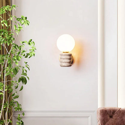 Camille Zen Glow Travertine LED Wall Lamp