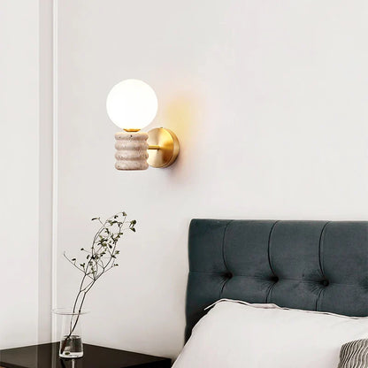 Camille Zen Glow Travertine LED Wall Lamp