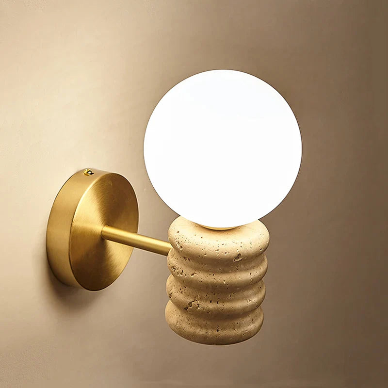 Camille Zen Glow Travertine LED Wall Lamp