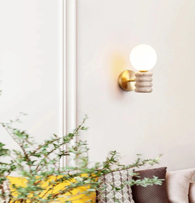 Camille Zen Glow Travertine LED Wall Lamp