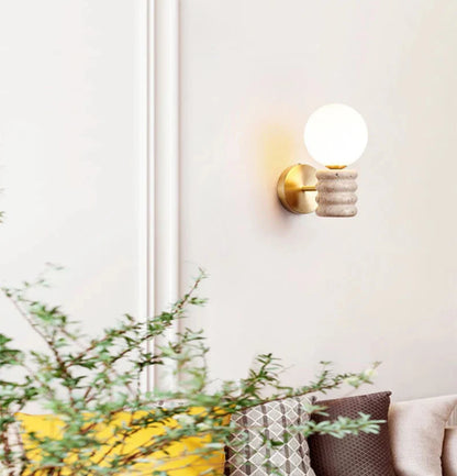 Camille Zen Glow Travertine LED Wall Lamp