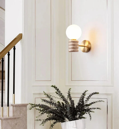 Camille Zen Glow Travertine LED Wall Lamp
