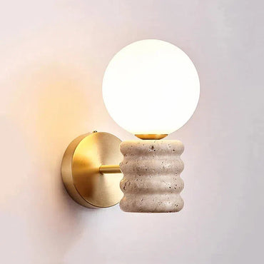 Camille Zen Glow Travertine LED Wall Lamp