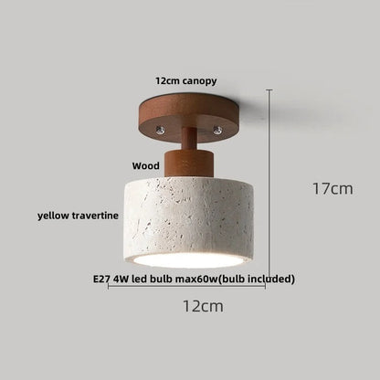 Juliette Ellipse Travertine Stone Ceiling Light