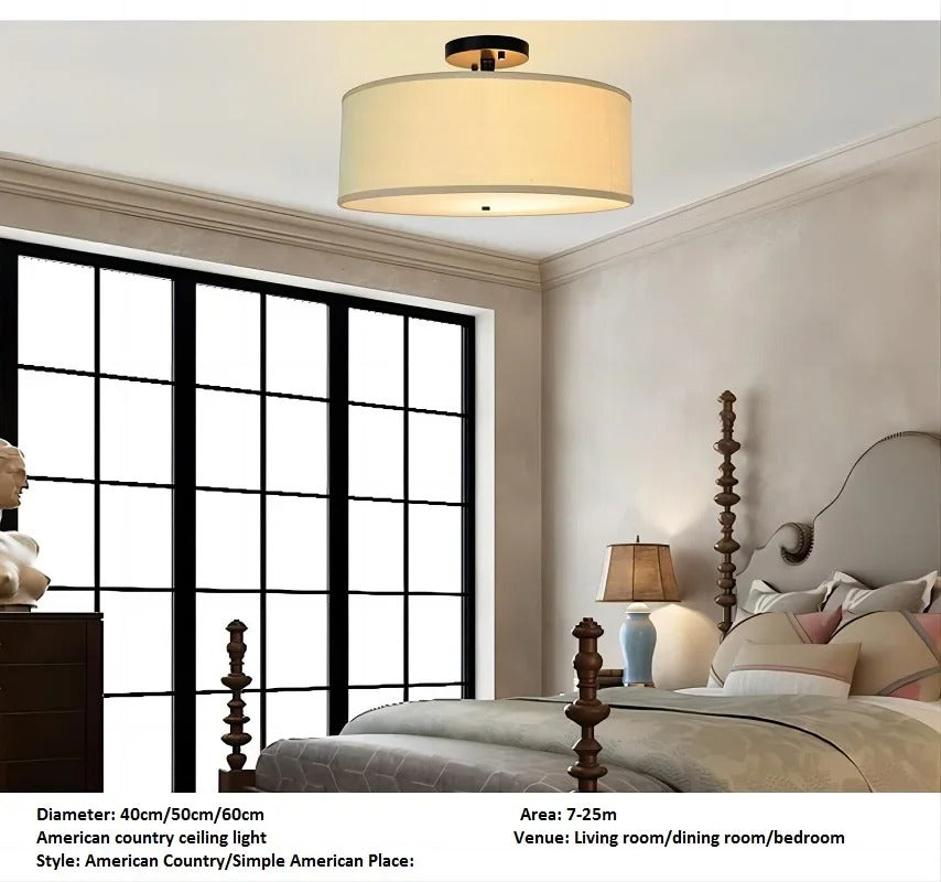 Léa American Country Fabric Ceiling Light