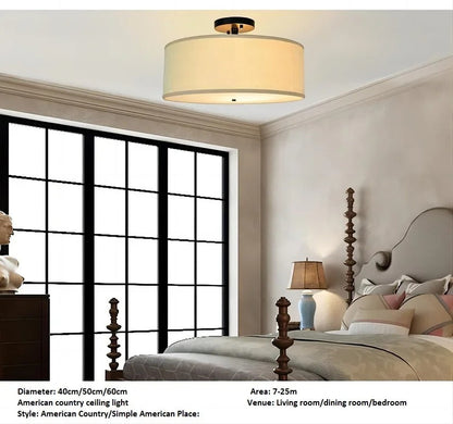 Léa American Country Fabric Ceiling Light