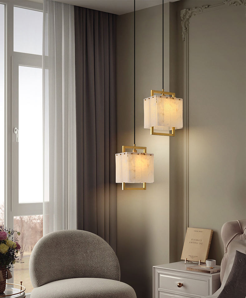 Amélie Natural Marble Cube Pendant Light