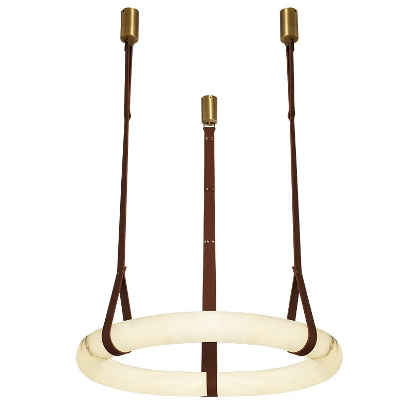 Elara Marble & Leather Ring Chandelier
