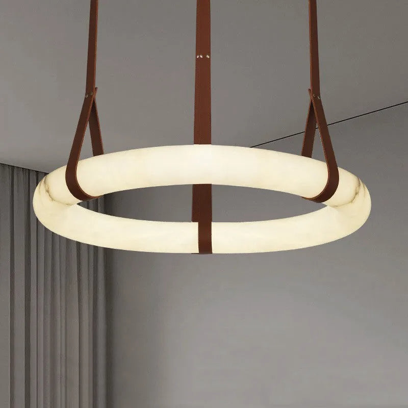 Elara Marble & Leather Ring Chandelier