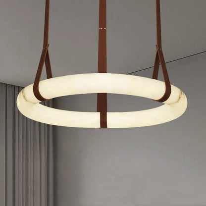 Elara Marble & Leather Ring Chandelier