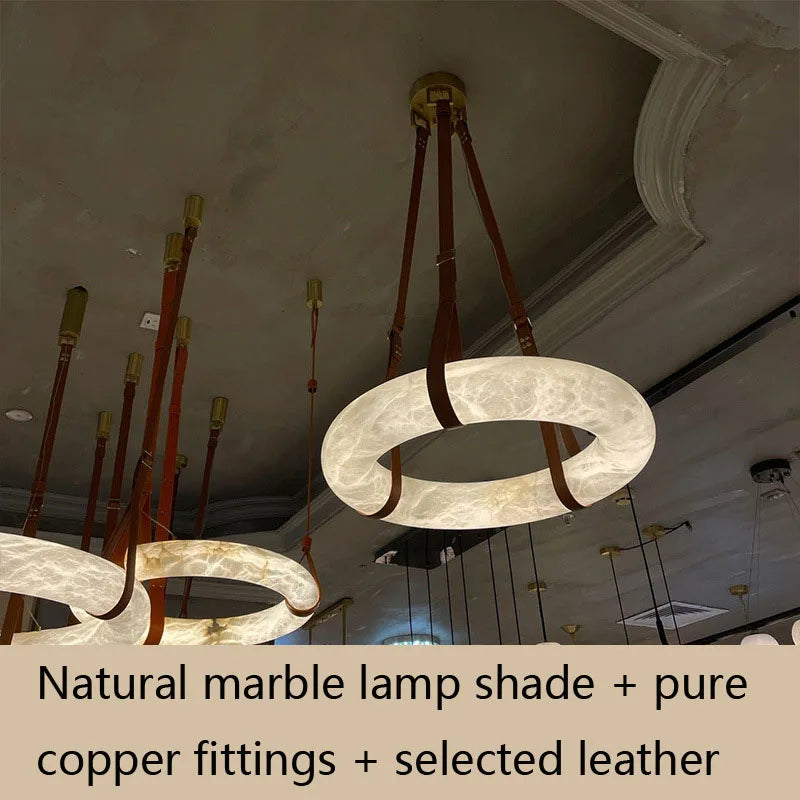 Elara Marble & Leather Ring Chandelier