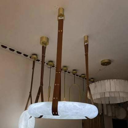 Elara Marble & Leather Ring Chandelier