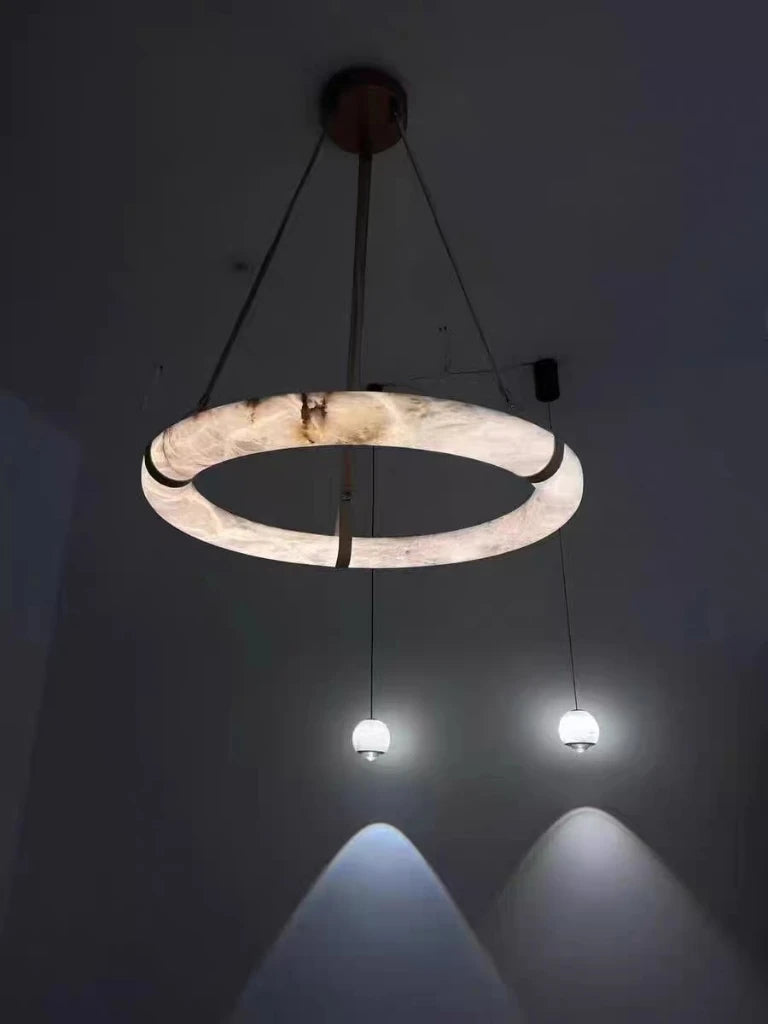 Elara Marble & Leather Ring Chandelier