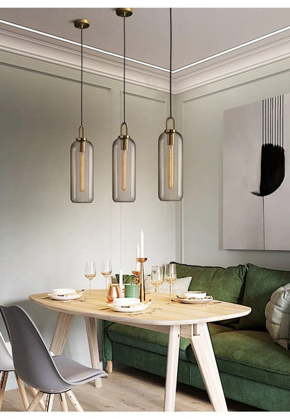 Isabelle Cylindrical Glass Pendant Light