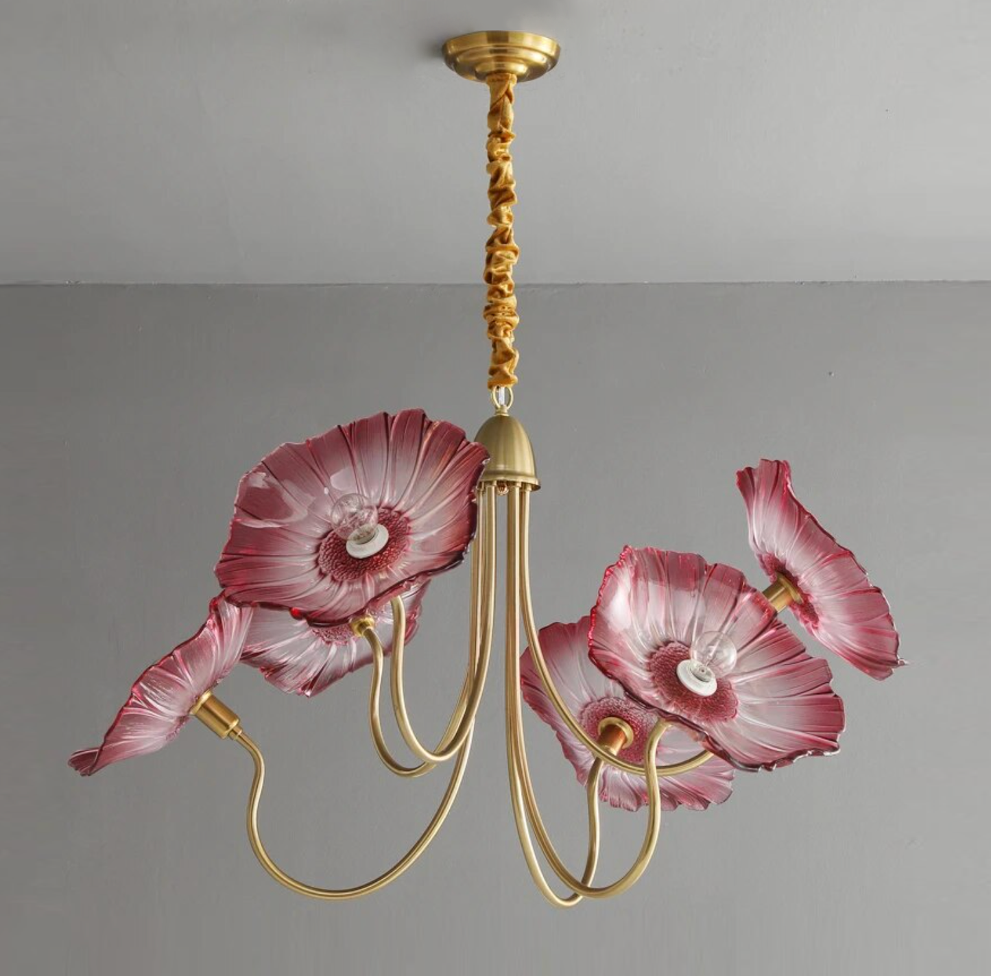 Amélie Glass Brass LED Chandelier Bloom Style Pendant Light