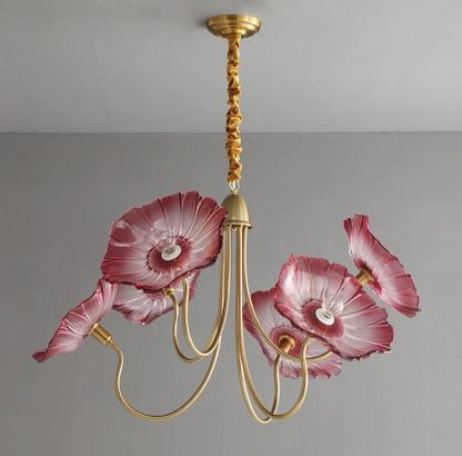 Amélie Glass Brass LED Chandelier Bloom Style Pendant Light