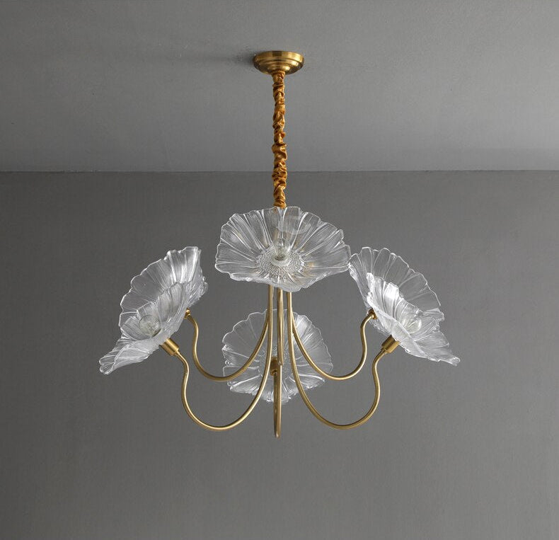Amélie Glass Brass LED Chandelier Bloom Style Pendant Light