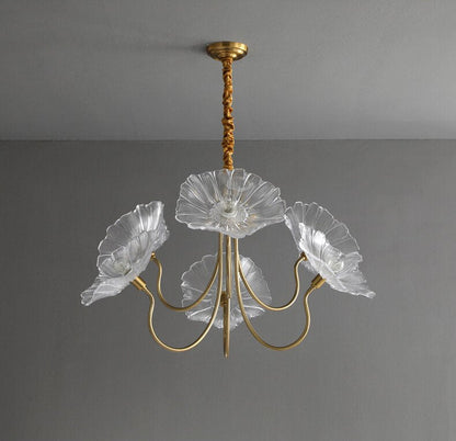 Amélie Glass Brass LED Chandelier Bloom Style Pendant Light