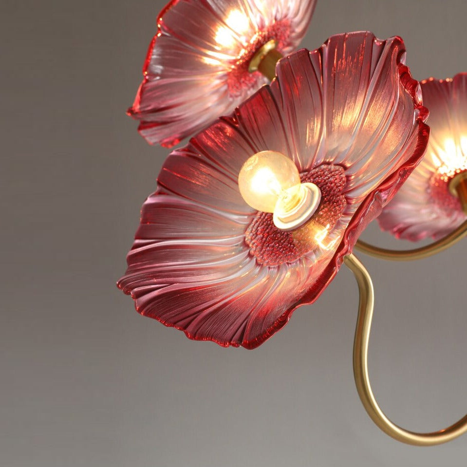Amélie Glass Brass LED Chandelier Bloom Style Pendant Light