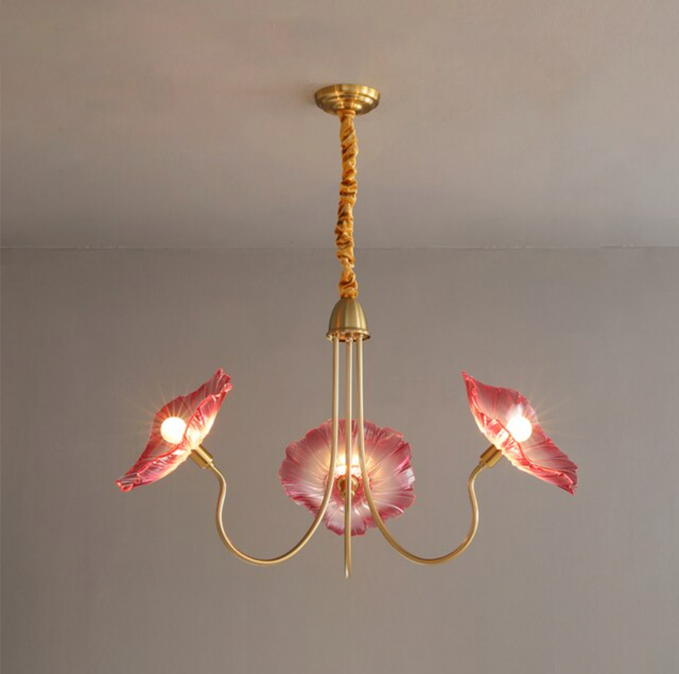 Amélie Glass Brass LED Chandelier Bloom Style Pendant Light
