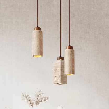Amélie Natural Travertine Stone Pendant Light