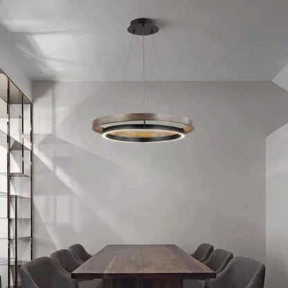 Amélie Circular Wood Grain Pendant Light