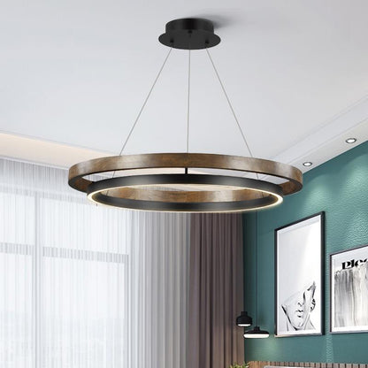 Amélie Circular Wood Grain Pendant Light