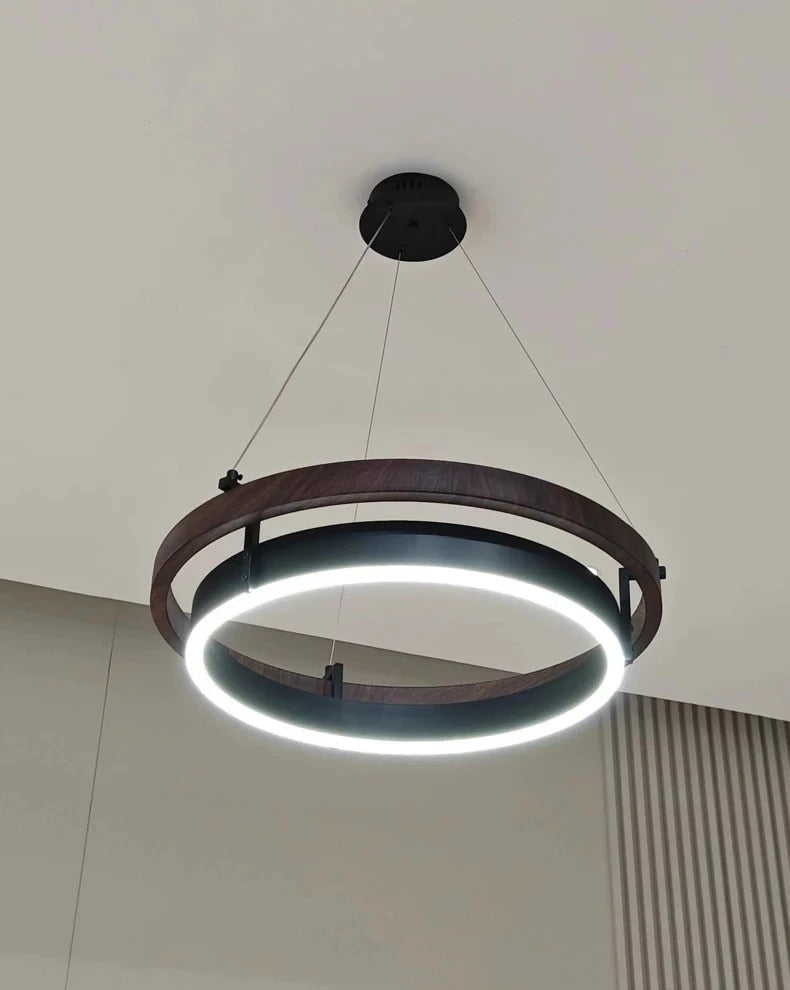 Amélie Circular Wood Grain Pendant Light
