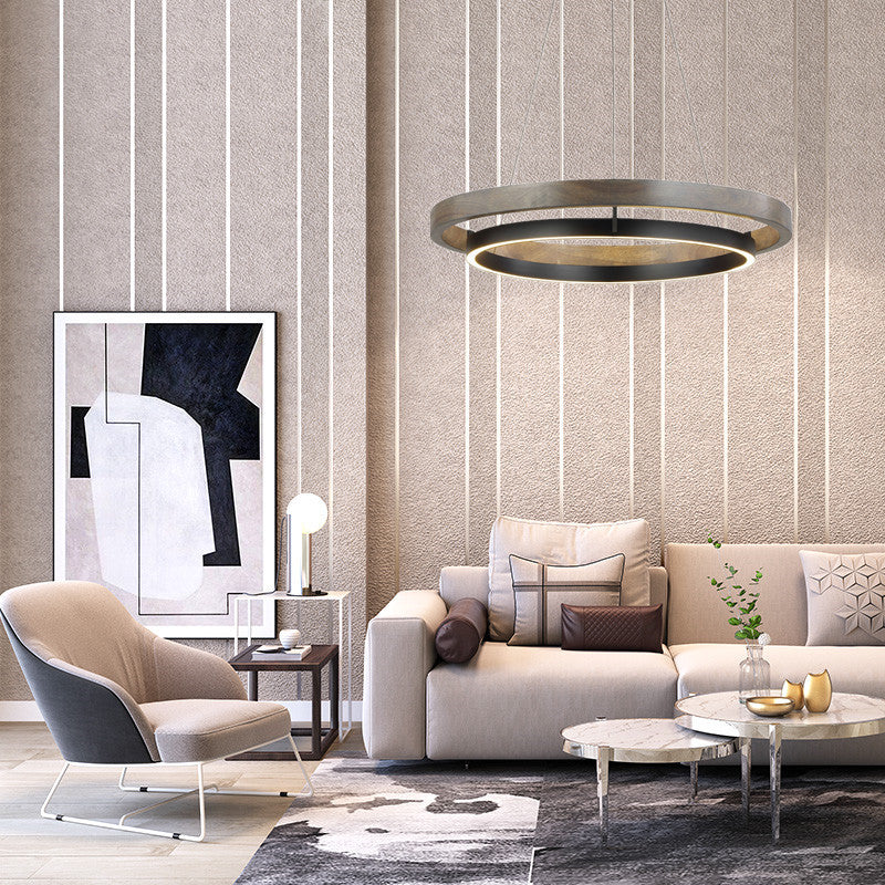 Amélie Circular Wood Grain Pendant Light