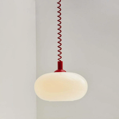 Camille LED-Pendelleuchte mit einziehbarer Feder und weißem Glas, modernes Design
