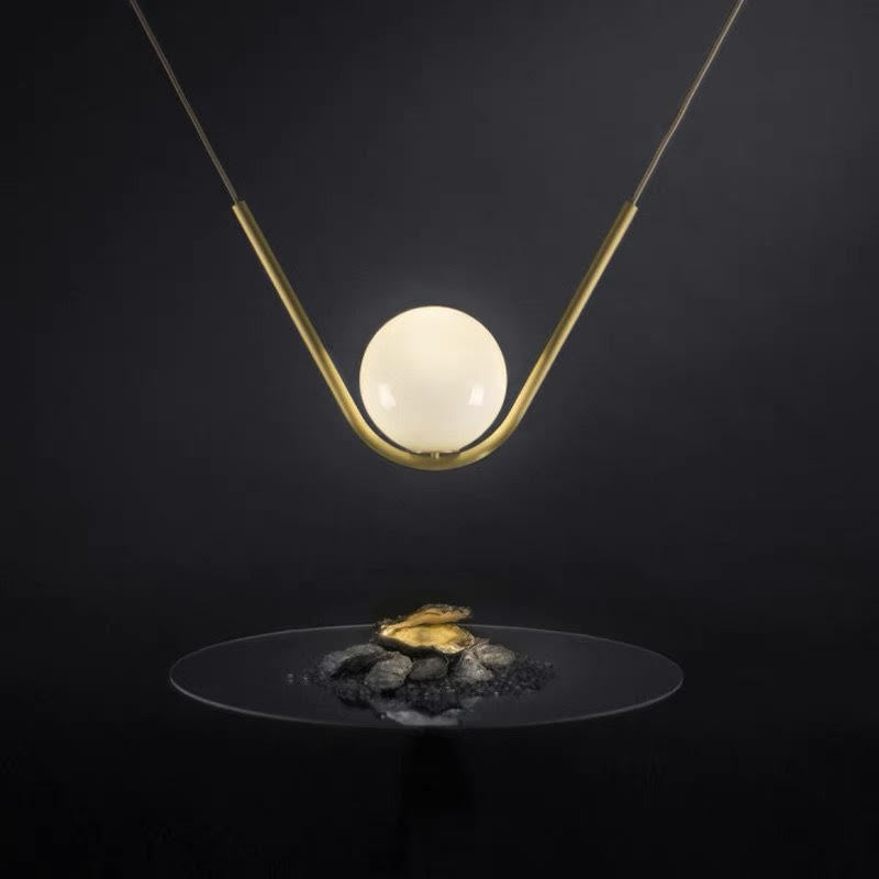 Élodie Glass Brass Orb Pendant Light Luxury Frosted Globe Ceiling Fixture