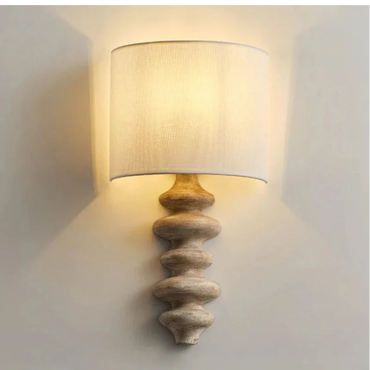 Élise Wood Spiral Wall Lamp Fabric Shade Modern Sconce Light