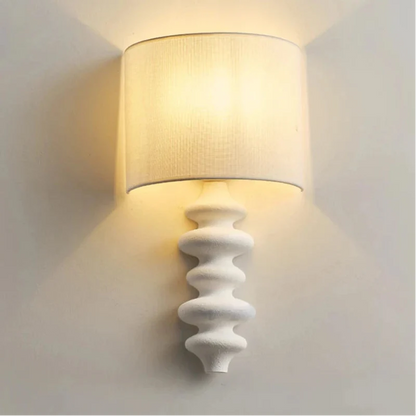 Élise Wood Spiral Wall Lamp Fabric Shade Modern Sconce Light
