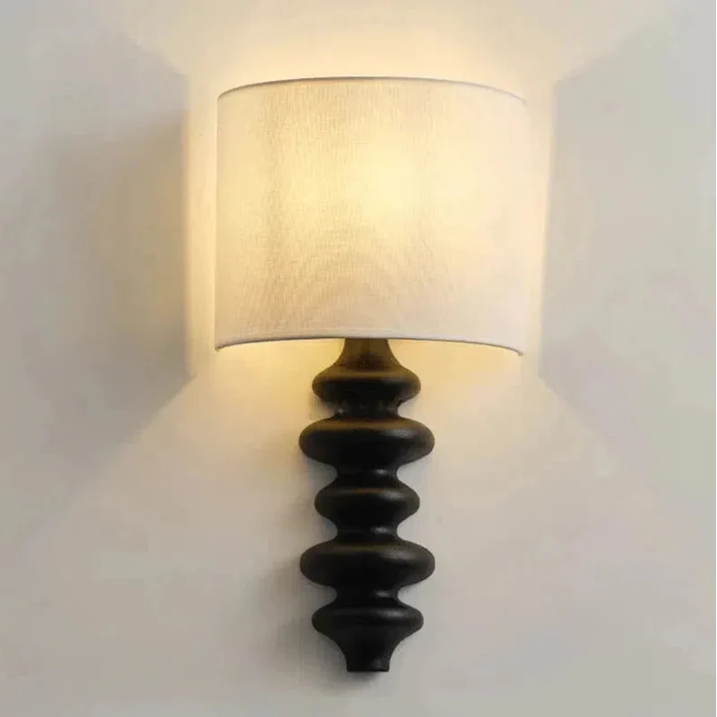 Élise Wood Spiral Wall Lamp Fabric Shade Modern Sconce Light